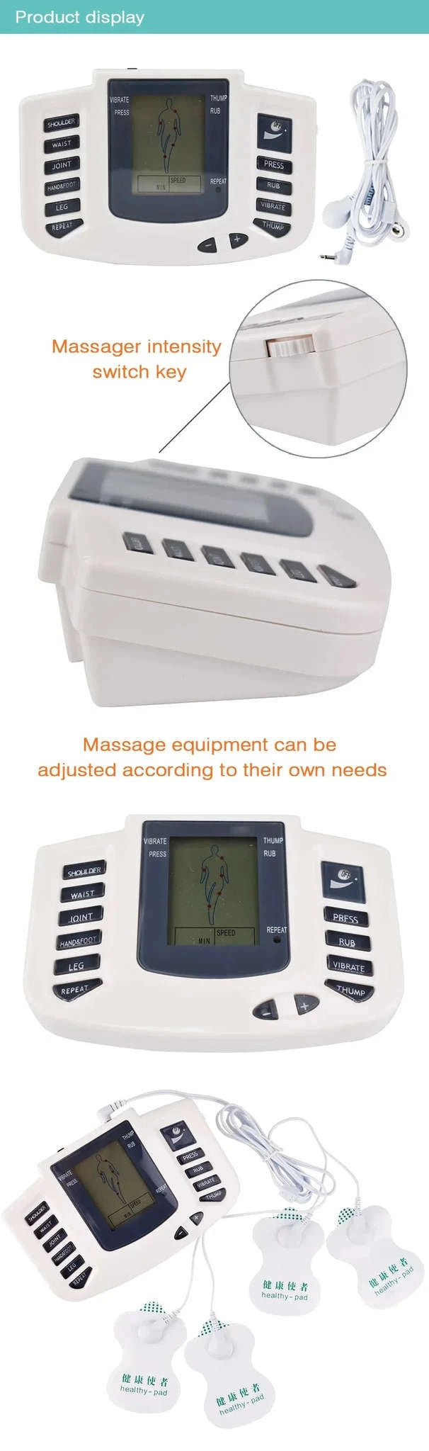 Dual Channel TENS Pulse Body Massager with EMS Muscle Stimulation-Slippers