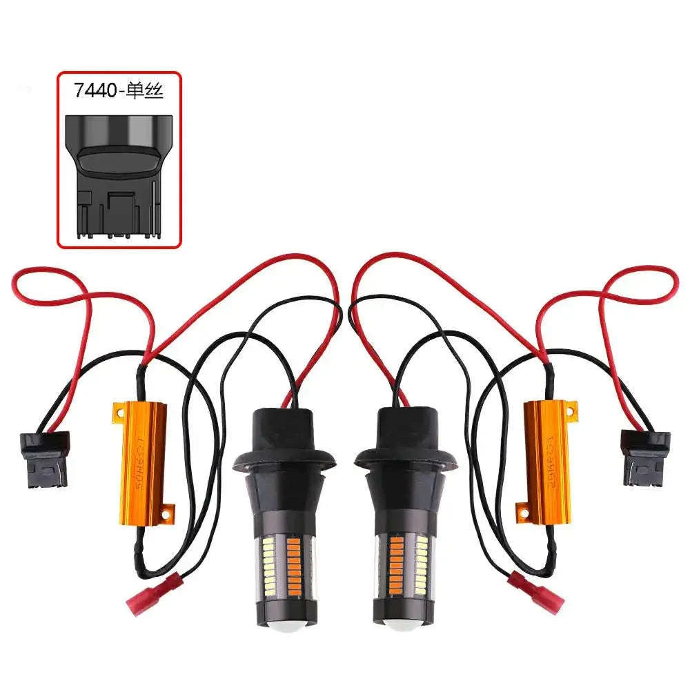 Dual Color LED Bulbs 2-Pack for Turn Signal and DRL-7440 W21W T20 / White Yellow