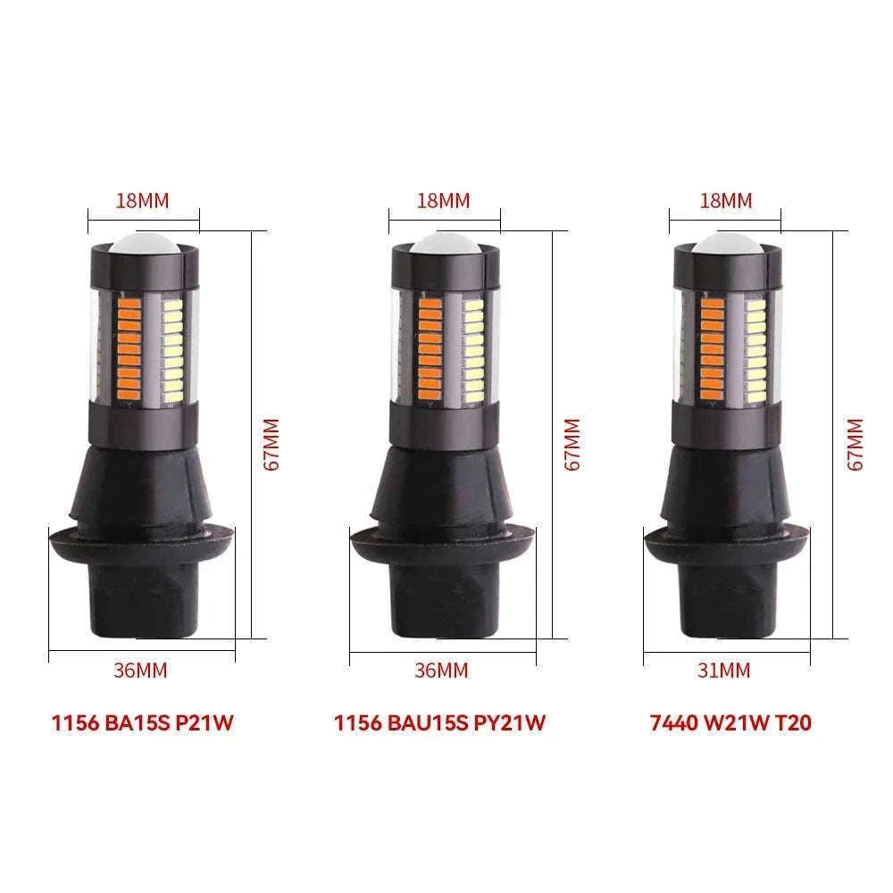 Dual Color LED Bulbs 2-Pack for Turn Signal and DRL-7440 W21W T20 / White Yellow