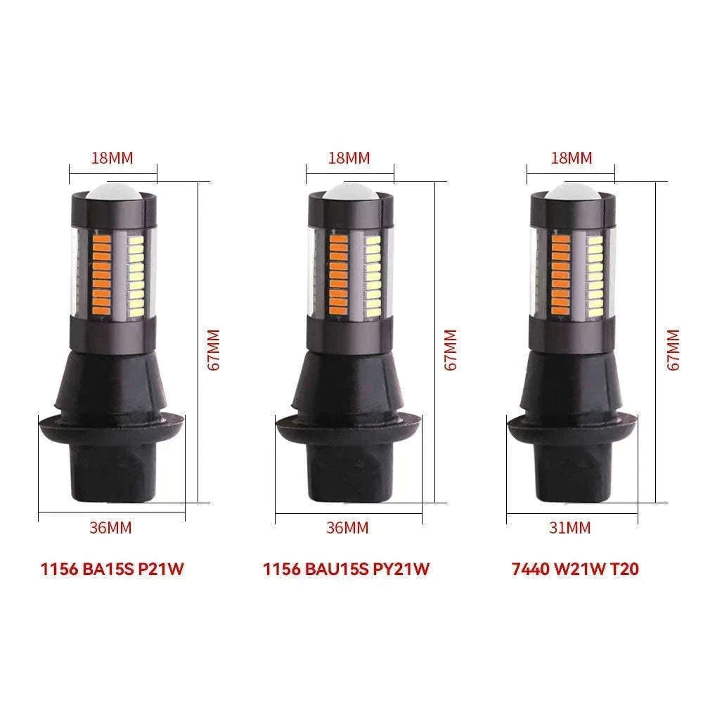 Dual Color LED Bulbs 2-Pack for Turn Signal and DRL-7440 W21W T20 / White Yellow