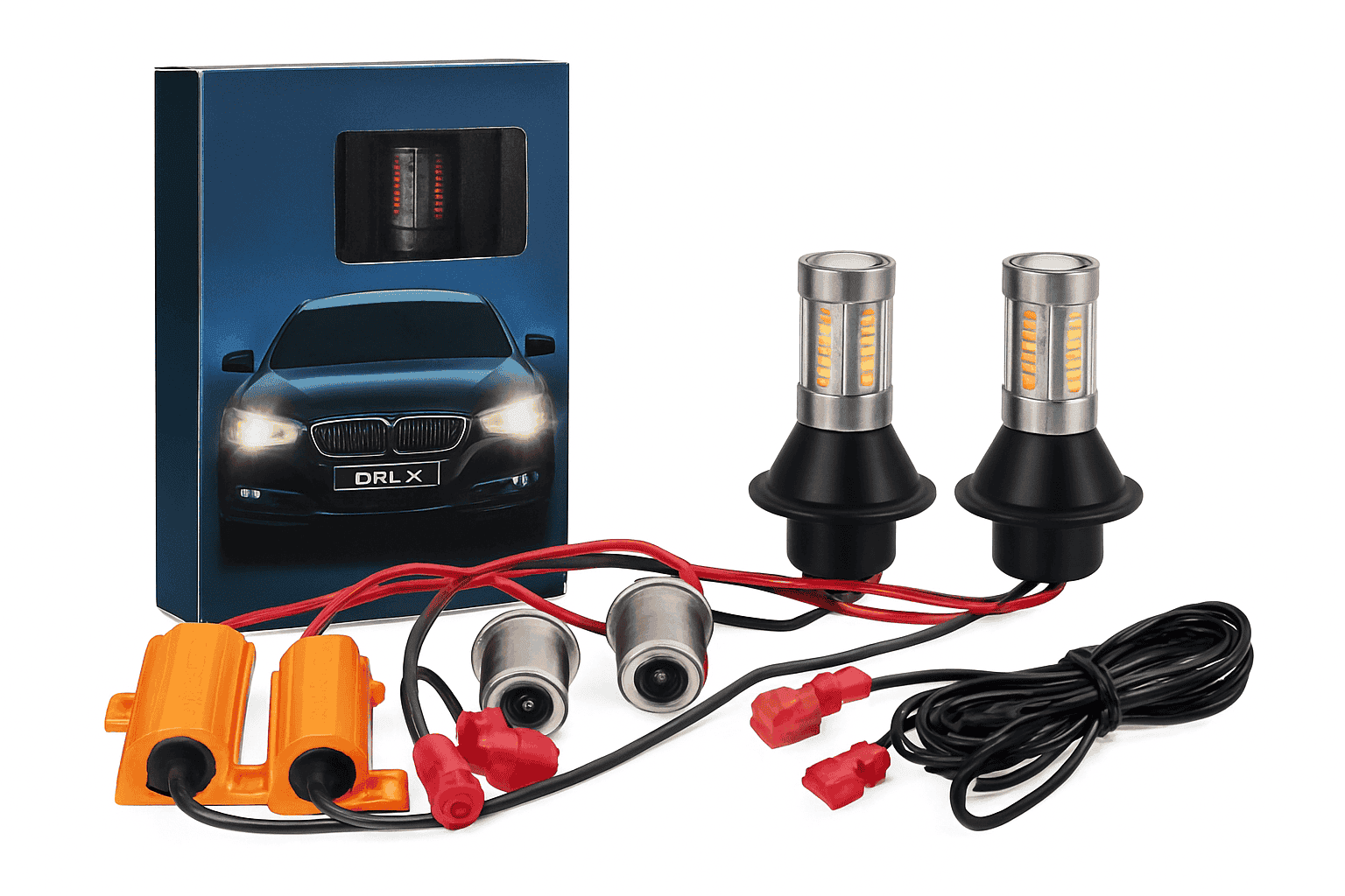 Dual Color LED Bulbs 2-Pack for Turn Signal and DRL-7440 W21W T20 / White Yellow