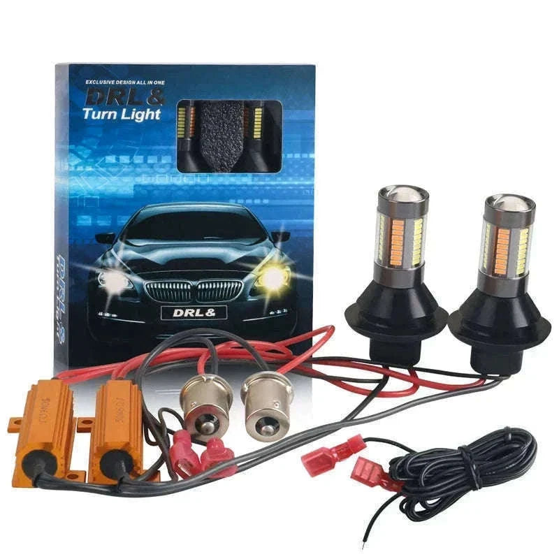 Dual Color LED Bulbs 2-Pack for Turn Signal and DRL-7440 W21W T20 / White Yellow