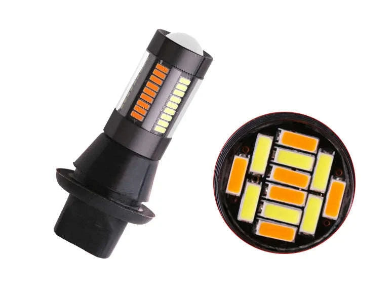 Dual Color LED Bulbs 2-Pack for Turn Signal and DRL-7440 W21W T20 / White Yellow
