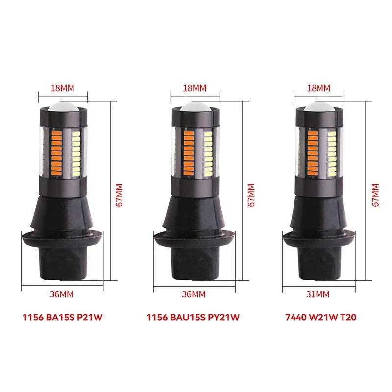 Dual Color LED Bulbs 2-Pack for Turn Signal and DRL-7440 W21W T20 / White Yellow