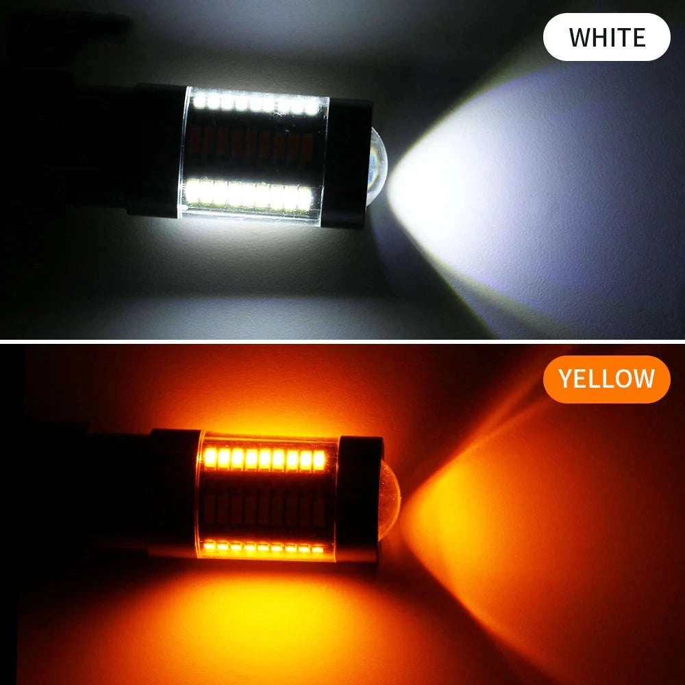 Dual Color LED Bulbs 2-Pack for Turn Signal and DRL-7440 W21W T20 / White Yellow