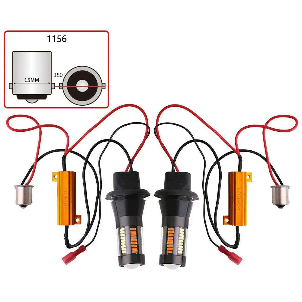 Dual Color LED Bulbs 2-Pack for Turn Signal and DRL-7440 W21W T20 / White Yellow