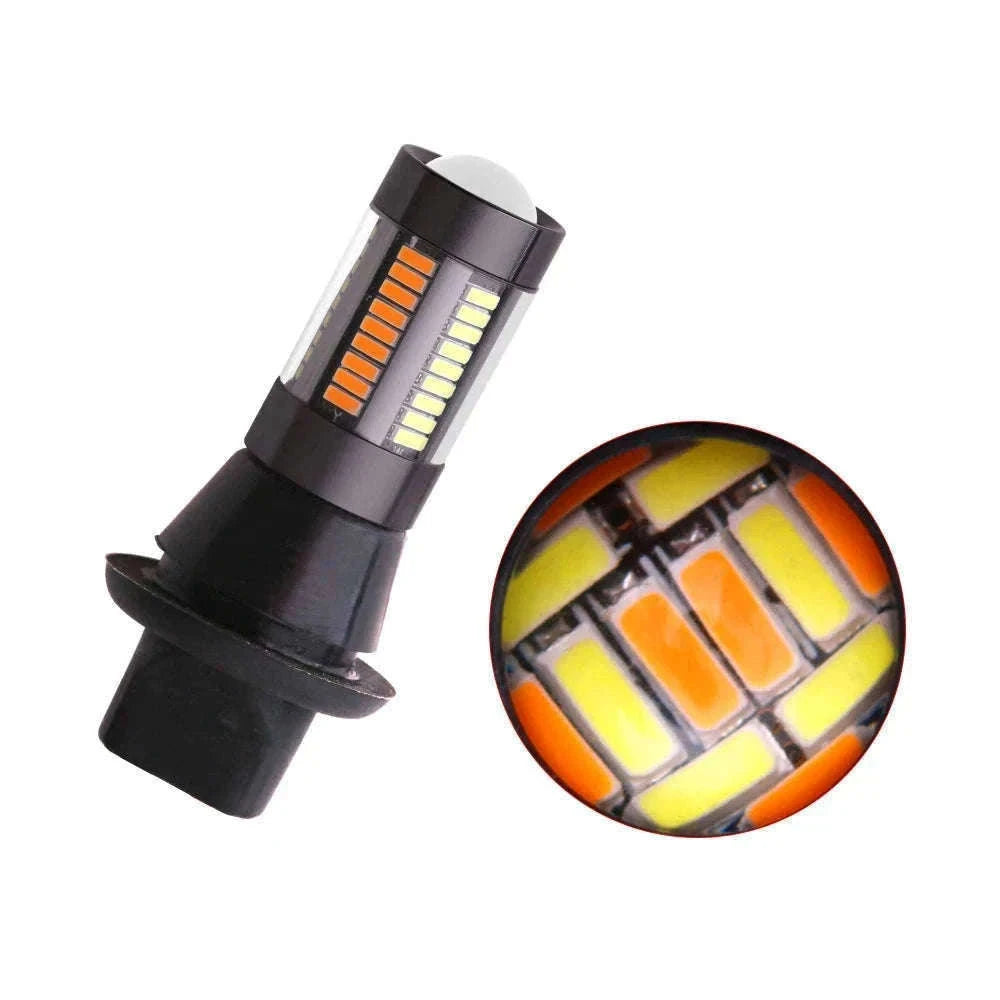 Dual Color LED Bulbs 2-Pack for Turn Signal and DRL-7440 W21W T20 / White Yellow