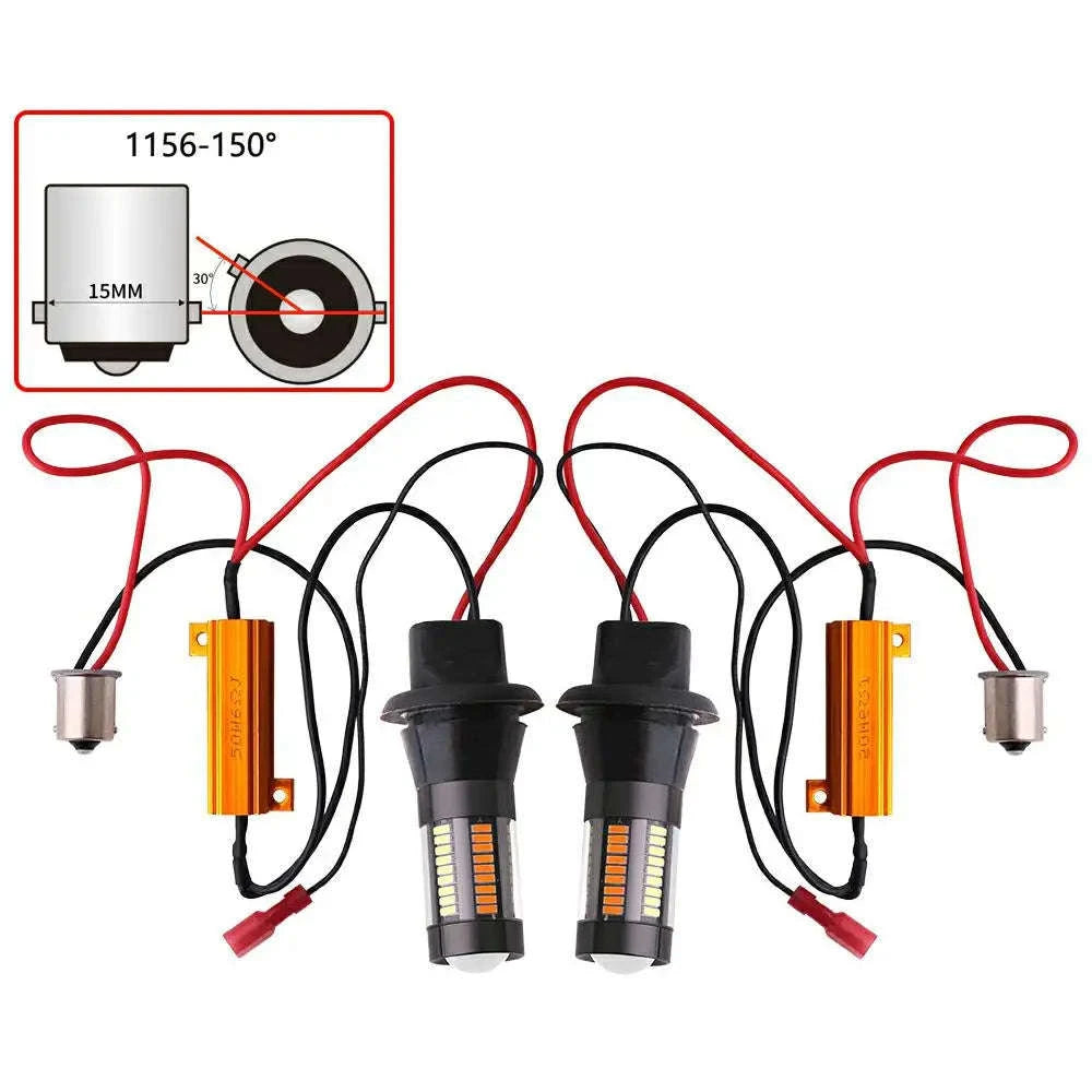 Dual Color LED Bulbs 2-Pack for Turn Signal and DRL-7440 W21W T20 / White Yellow