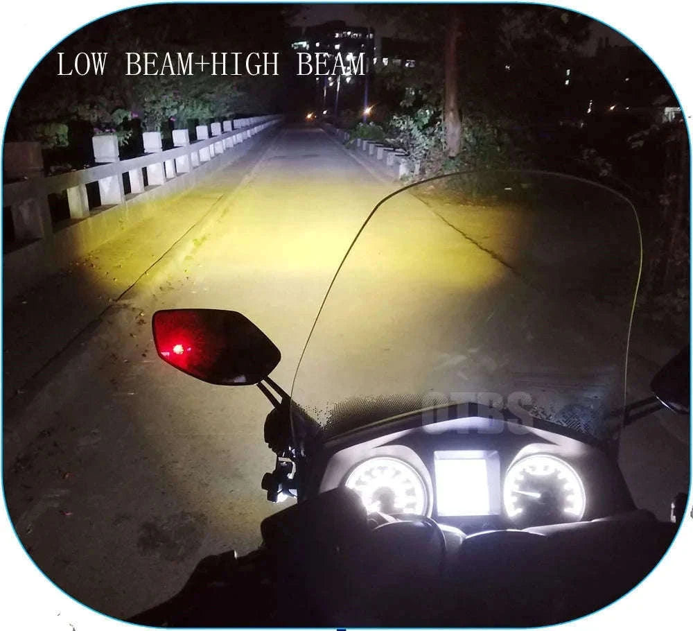 Dual-Color LED Motorcycle Fog Lights for Clearer Riding-Wired switch