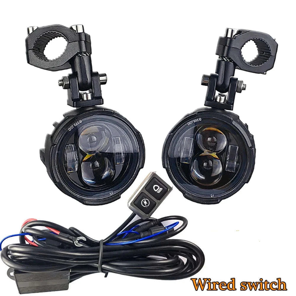Dual-Color LED Motorcycle Fog Lights-Wired switch