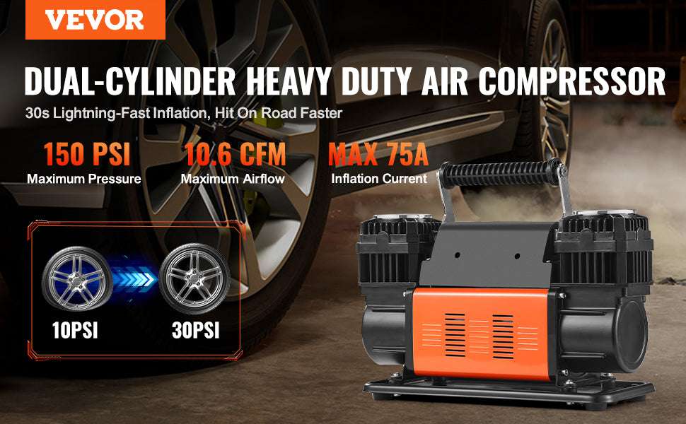 Dual Cylinder 150 PSI Tire Inflator Air Compressor for Cars & Trucks-YD-127B / spain