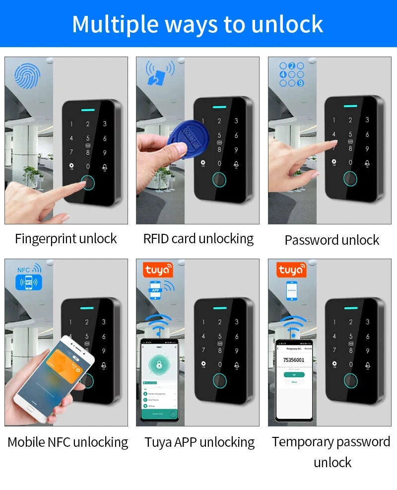 Dual-Frequency NFC Tuya Outdoor Fingerprint Access Control Keypad-SF2EM-MF-W-M1