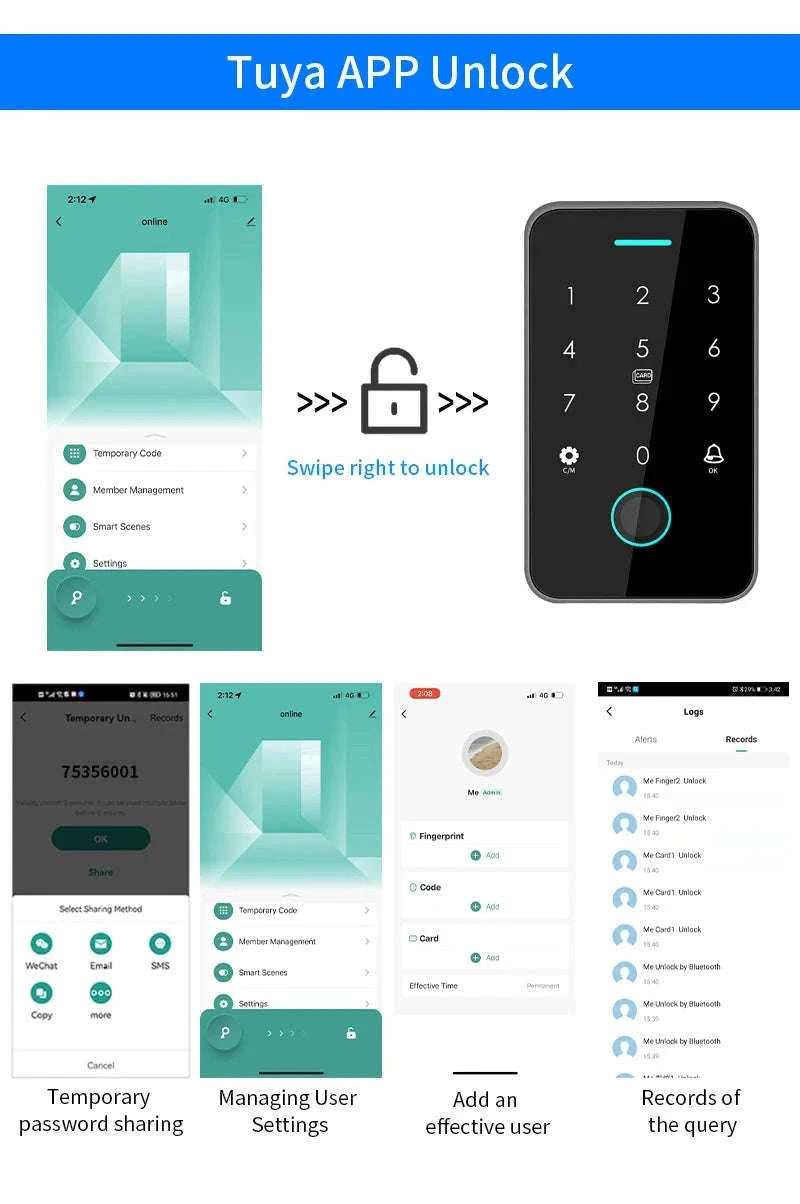 Dual-Frequency Tuya Fingerprint Outdoor Access Control Keypad-SF2EM-MF-W-M1