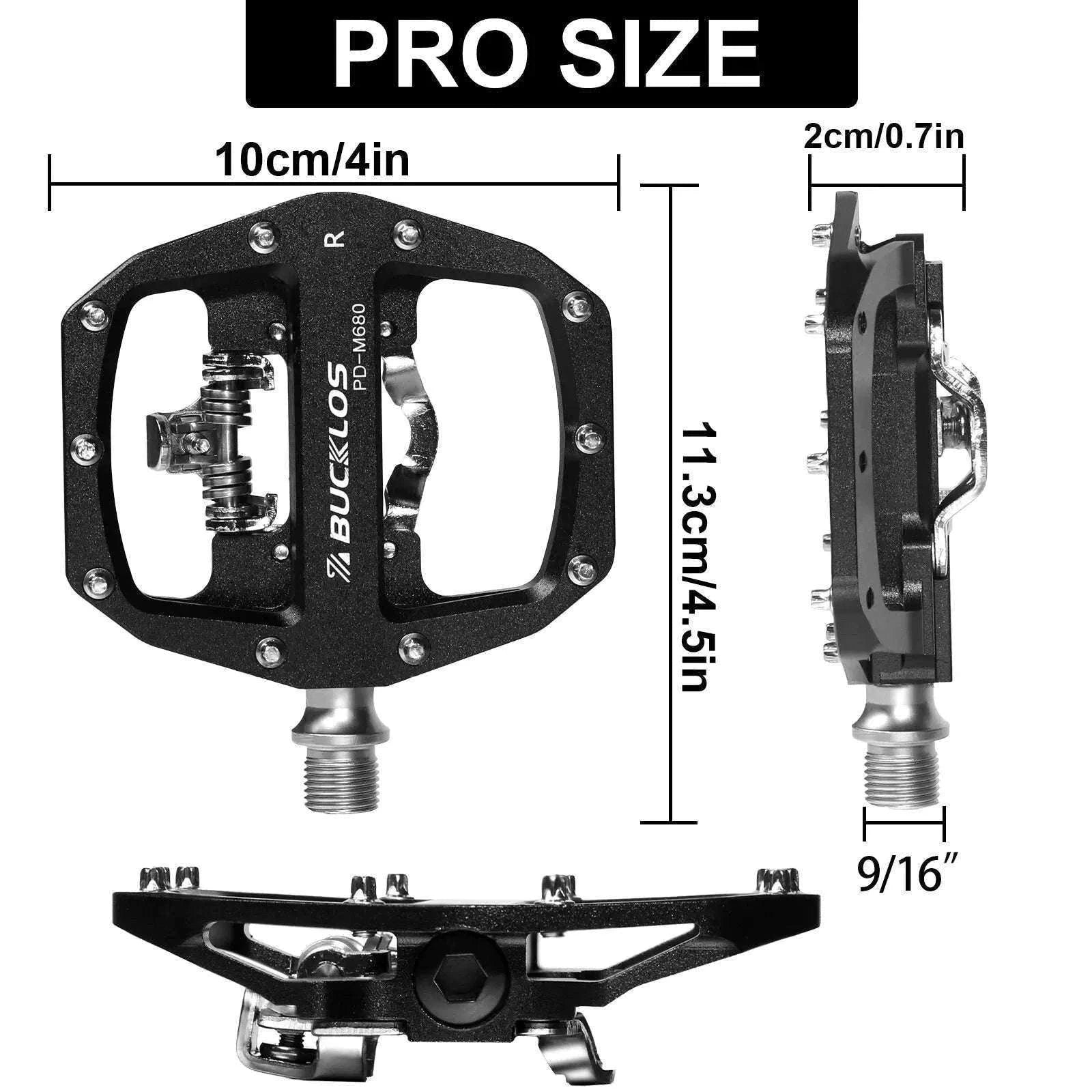 Dual Function SPD Bike Pedals with Sealed Bearings for MTB & Road-Black