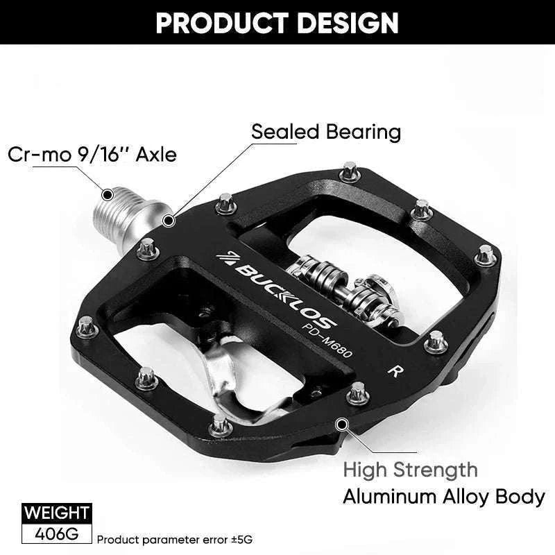 Dual Function SPD Bike Pedals with Sealed Bearings for MTB & Road-Black