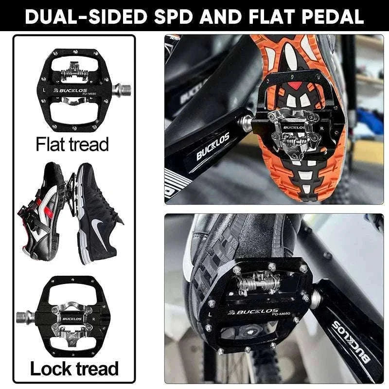 Dual Function SPD Bike Pedals with Sealed Bearings for MTB & Road-Black