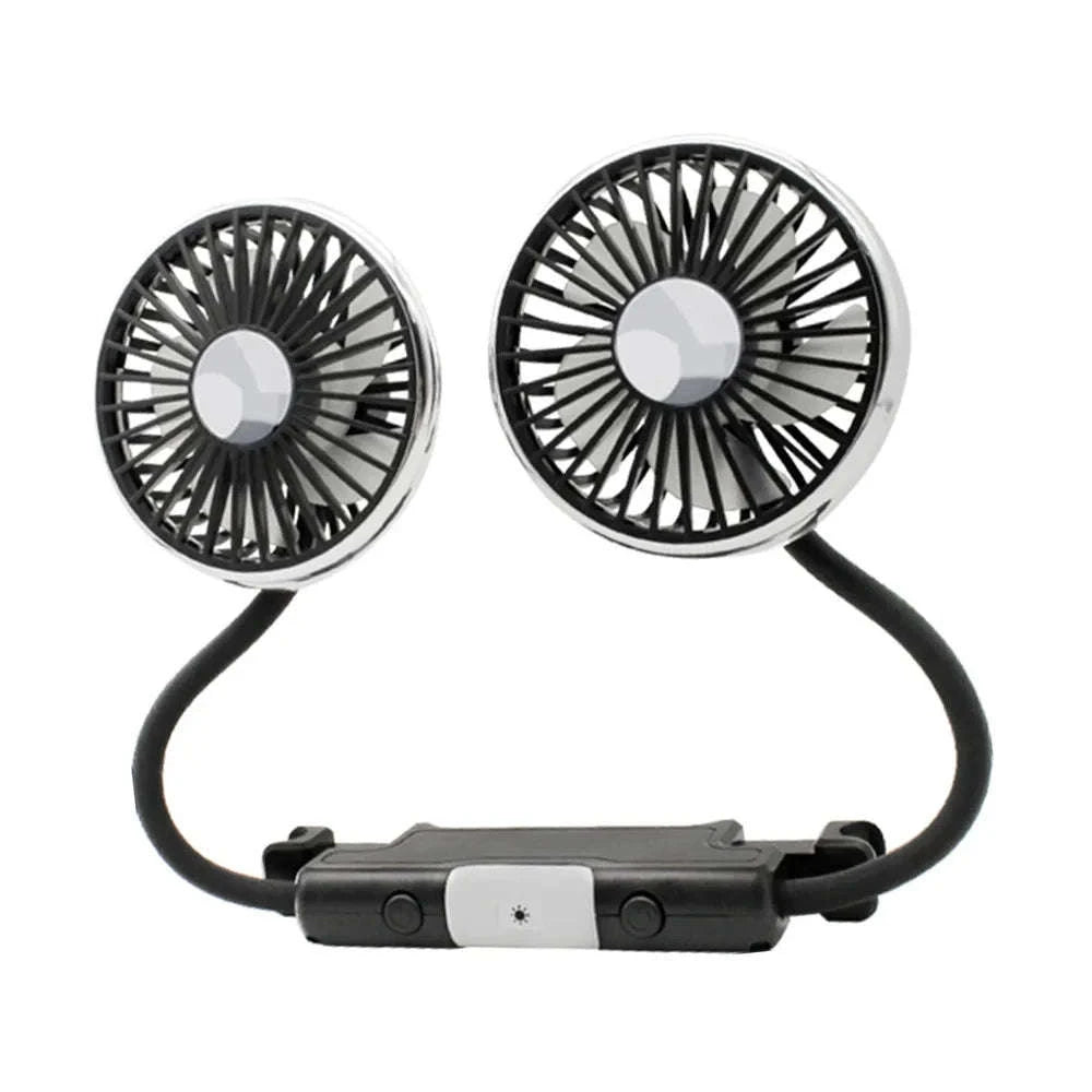 Dual Head USB Car Fan with LED Light-Dual head fan