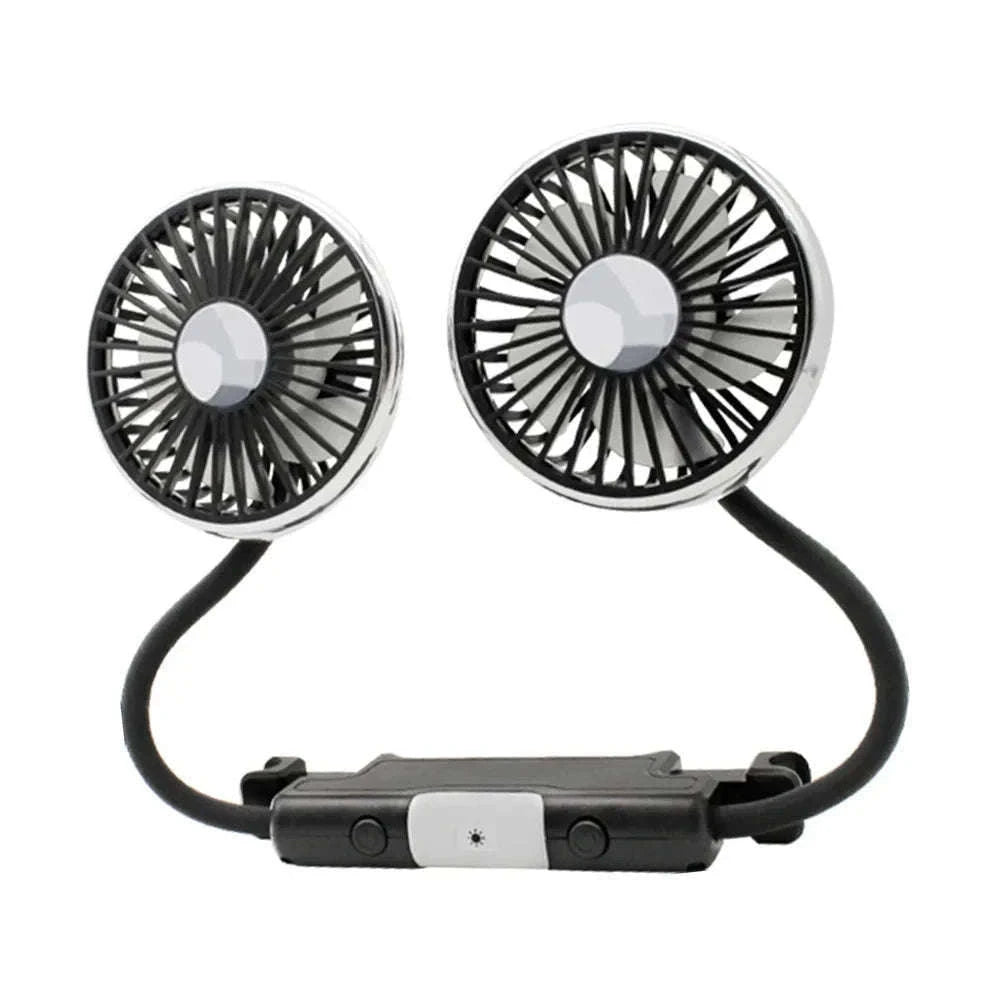 Dual Head USB Car Fan with LED Light-Dual head fan