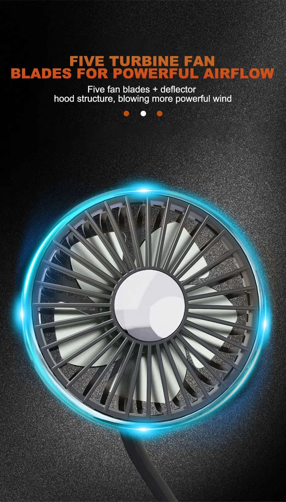 Dual Head USB Car Fan with LED Light-Dual head fan