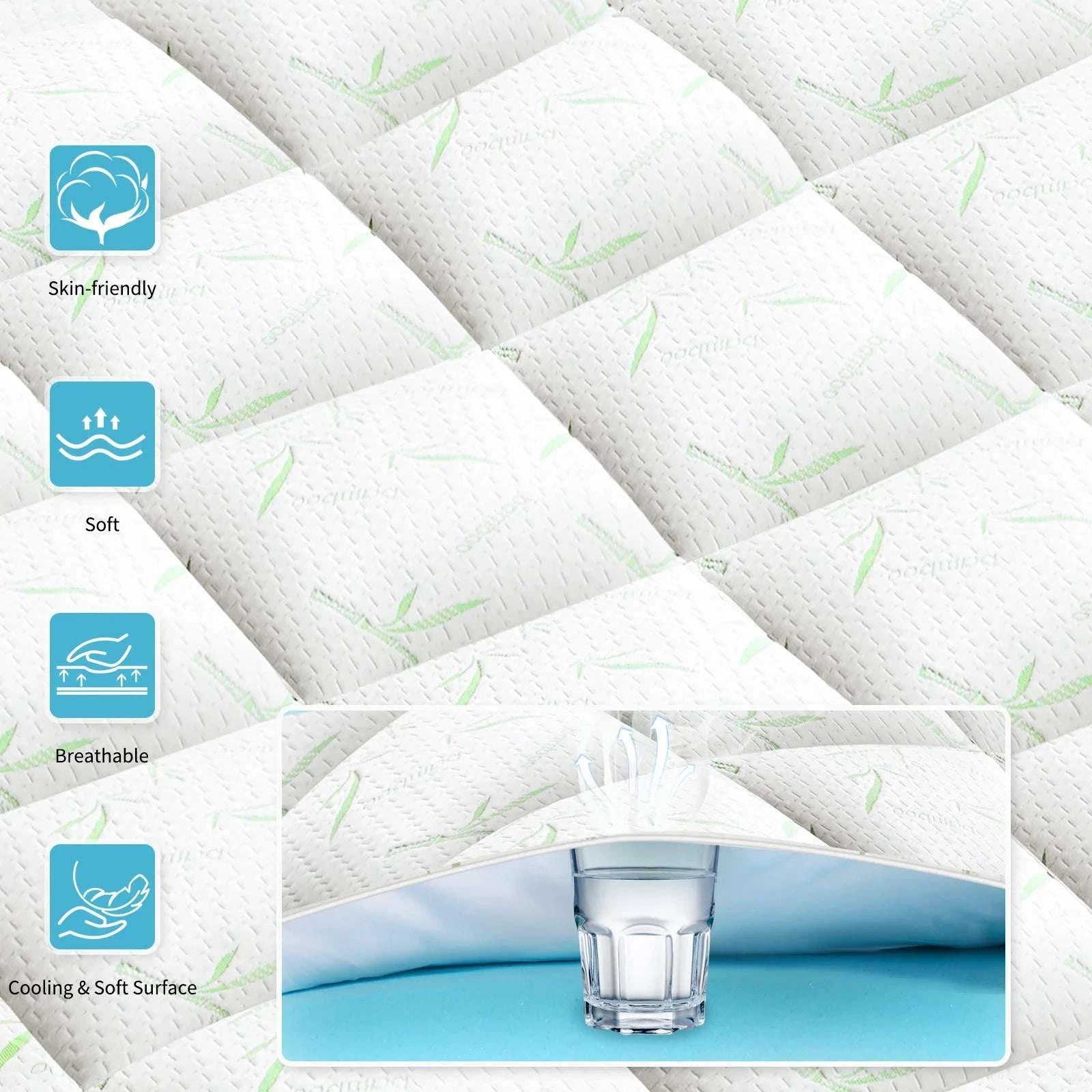 Dual Layer Gel Memory Foam Mattress Topper Cooling Soft Bed Pad-light green / California King / United States