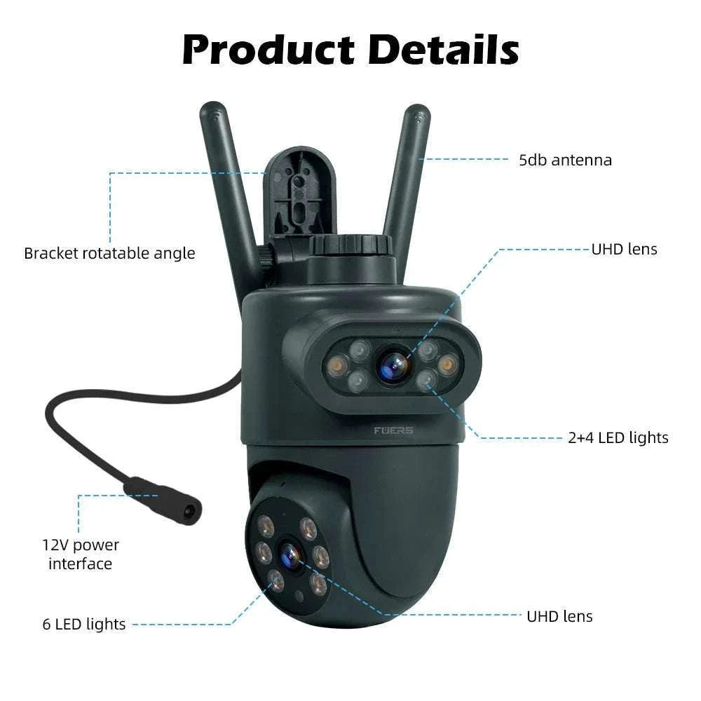 Dual Lens 10MP WiFi Security Camera with Auto Tracking & Night Vision-Dual Lens Cam 32G / AU Plug