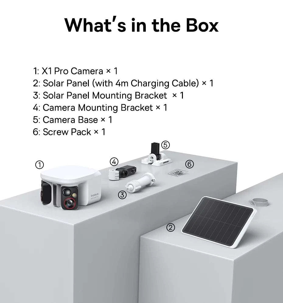 Dual Lens 3K Outdoor Security Camera with Solar Power & AI Tracking-X1 Pro NO SD Card
