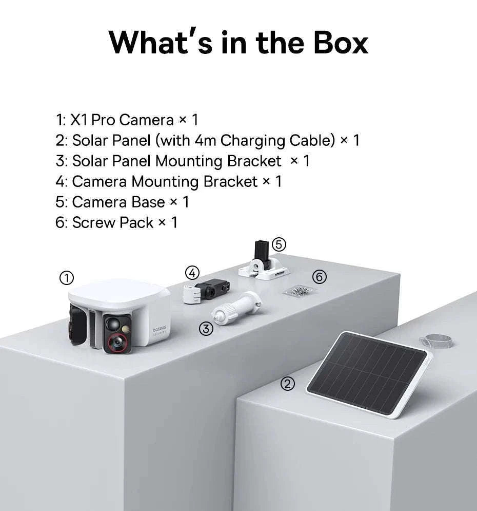 Dual Lens 3K Outdoor Security Camera with Solar Power & AI Tracking-X1 Pro NO SD Card