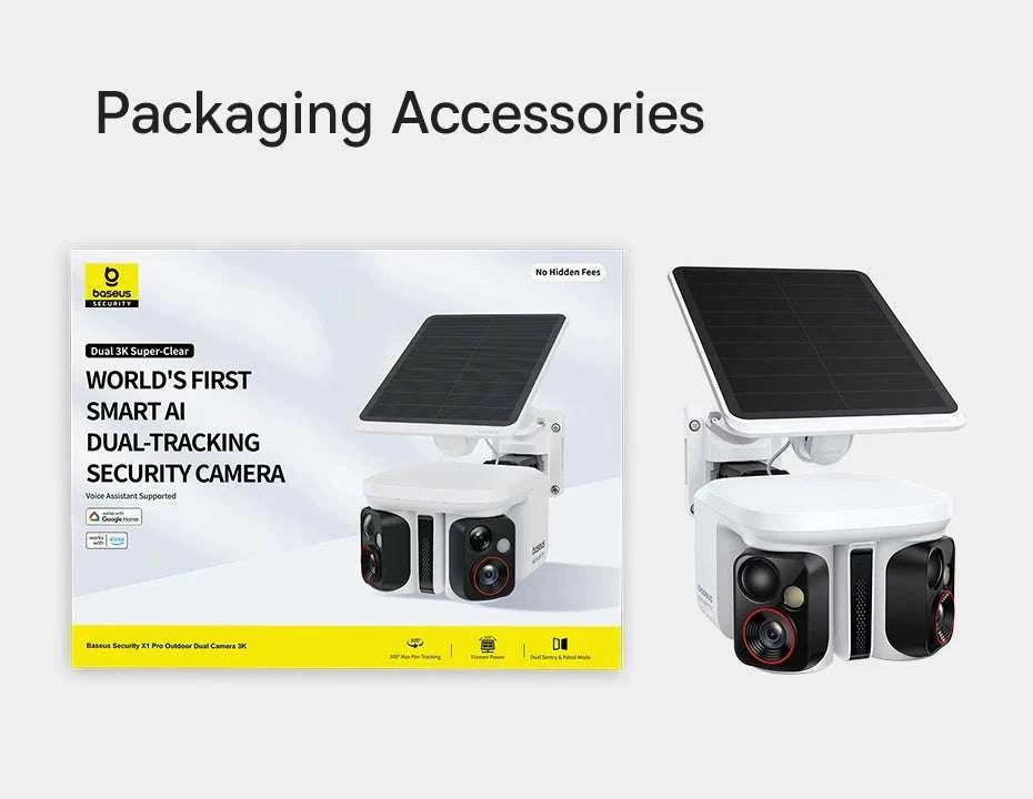 Dual Lens 3K Outdoor Security Camera with Solar Power & AI Tracking-X1 Pro NO SD Card