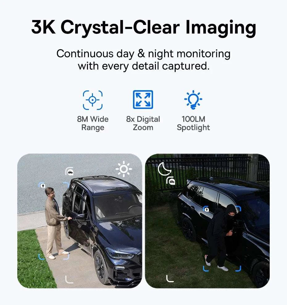 Dual Lens 3K Outdoor Security Camera with Solar Power & AI Tracking-X1 Pro NO SD Card