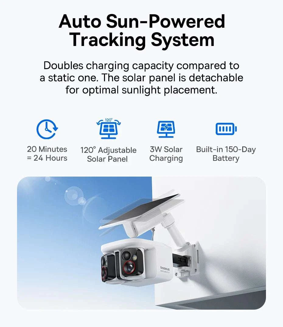 Dual Lens 3K Outdoor Security Camera with Solar Power & AI Tracking-X1 Pro NO SD Card
