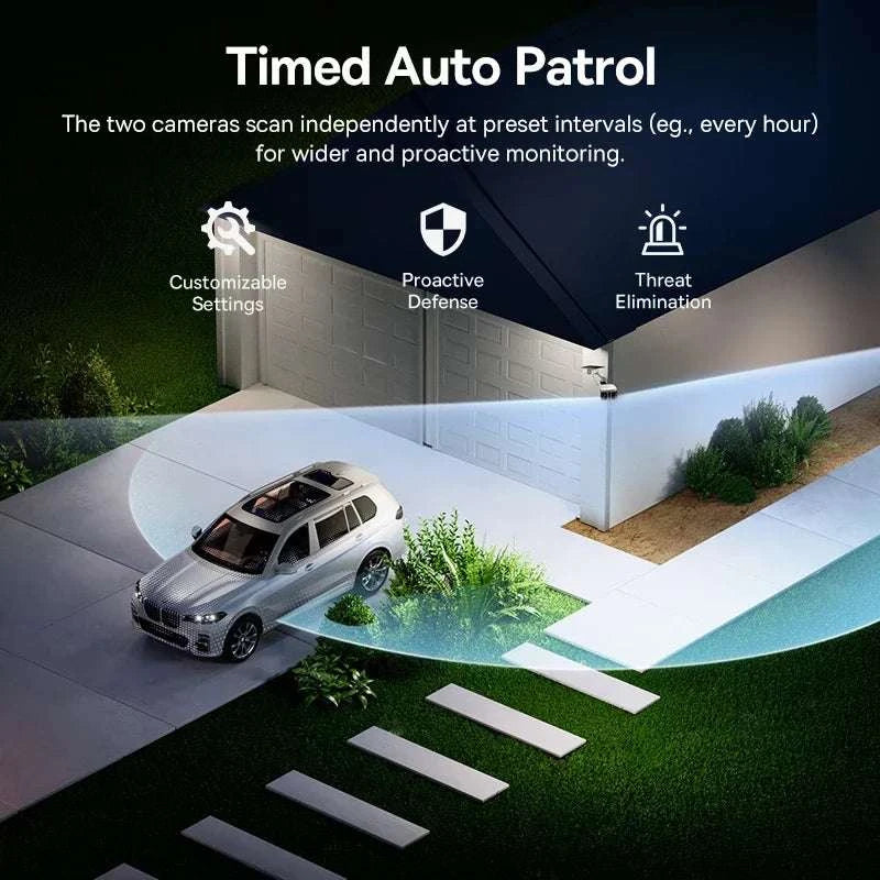 Dual Lens 3K Outdoor Security Camera with Solar Power & AI Tracking-X1 Pro NO SD Card