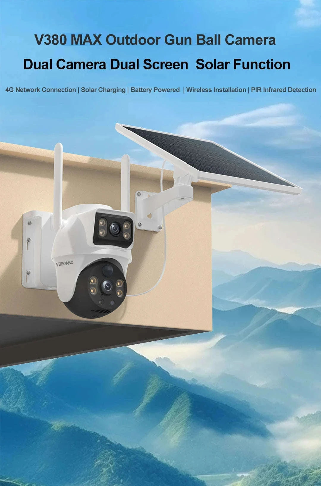 Dual Lens 8MP 4G Outdoor Security Camera with Night Vision-4MP / Germany