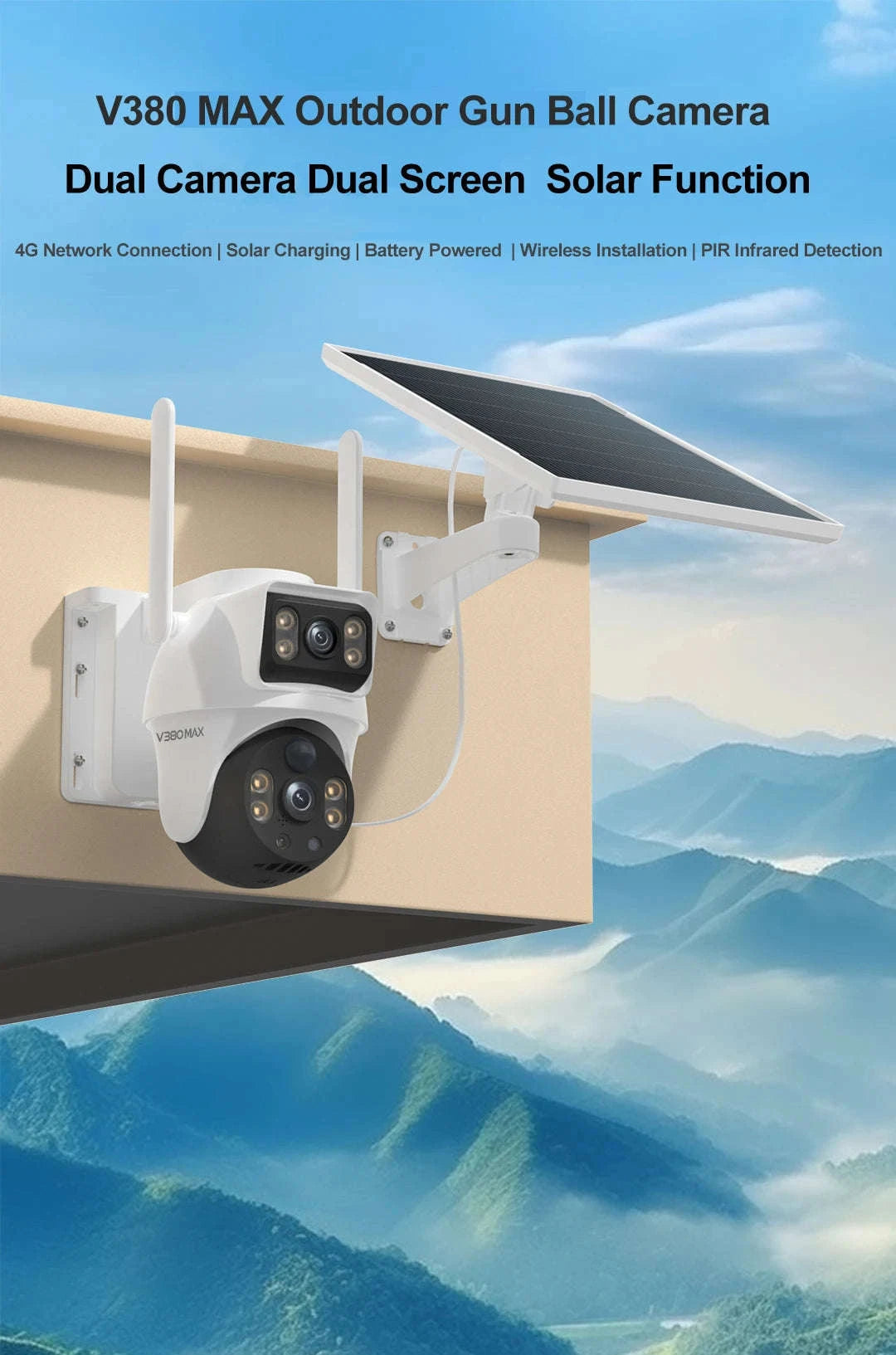 Dual Lens 8MP 4G Outdoor Security Camera with Night Vision-4MP / Germany