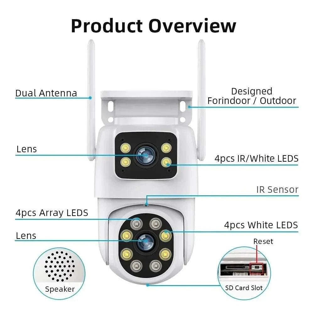 Dual Lens 8MP WiFi PTZ Security Camera with Auto Tracking-8MP NO SD Card / AU Plug
