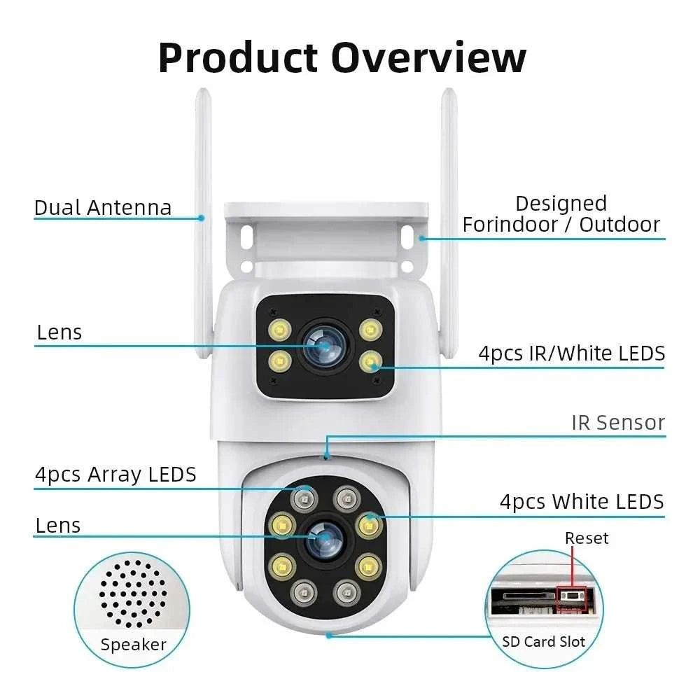 Dual Lens 8MP WiFi PTZ Security Camera with Auto Tracking-8MP NO SD Card / AU Plug