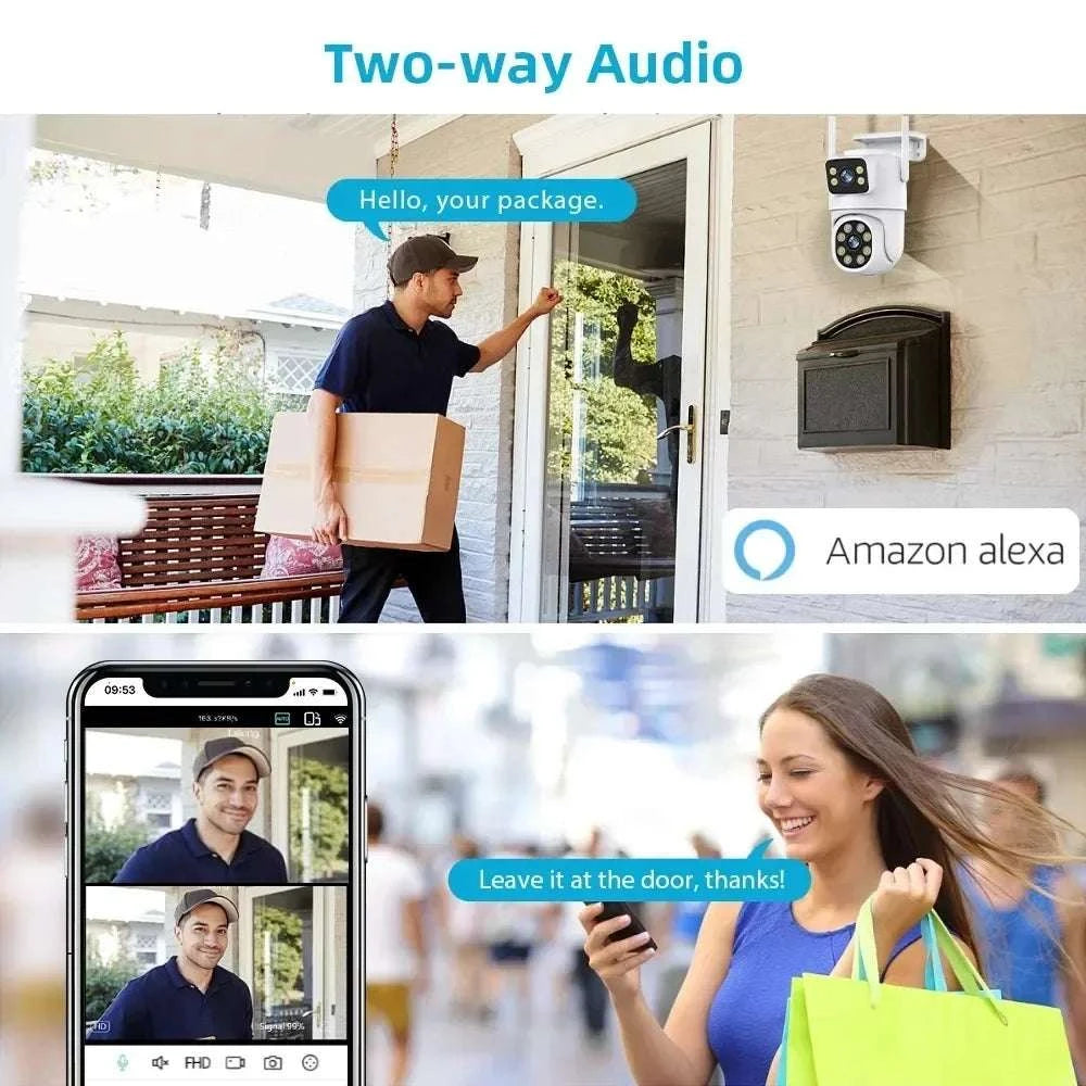 Dual Lens 8MP WiFi PTZ Security Camera with Auto Tracking-8MP NO SD Card / AU Plug