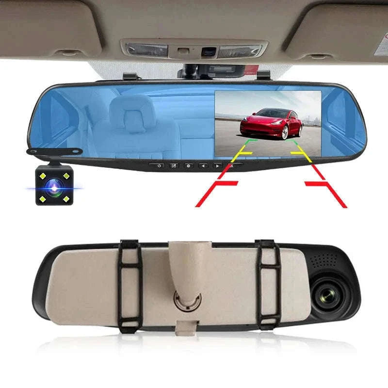 Dual Lens Dashcam Mirror DVR with 4.3" FHD 1080P Screen-A08-6M RCC / 64G