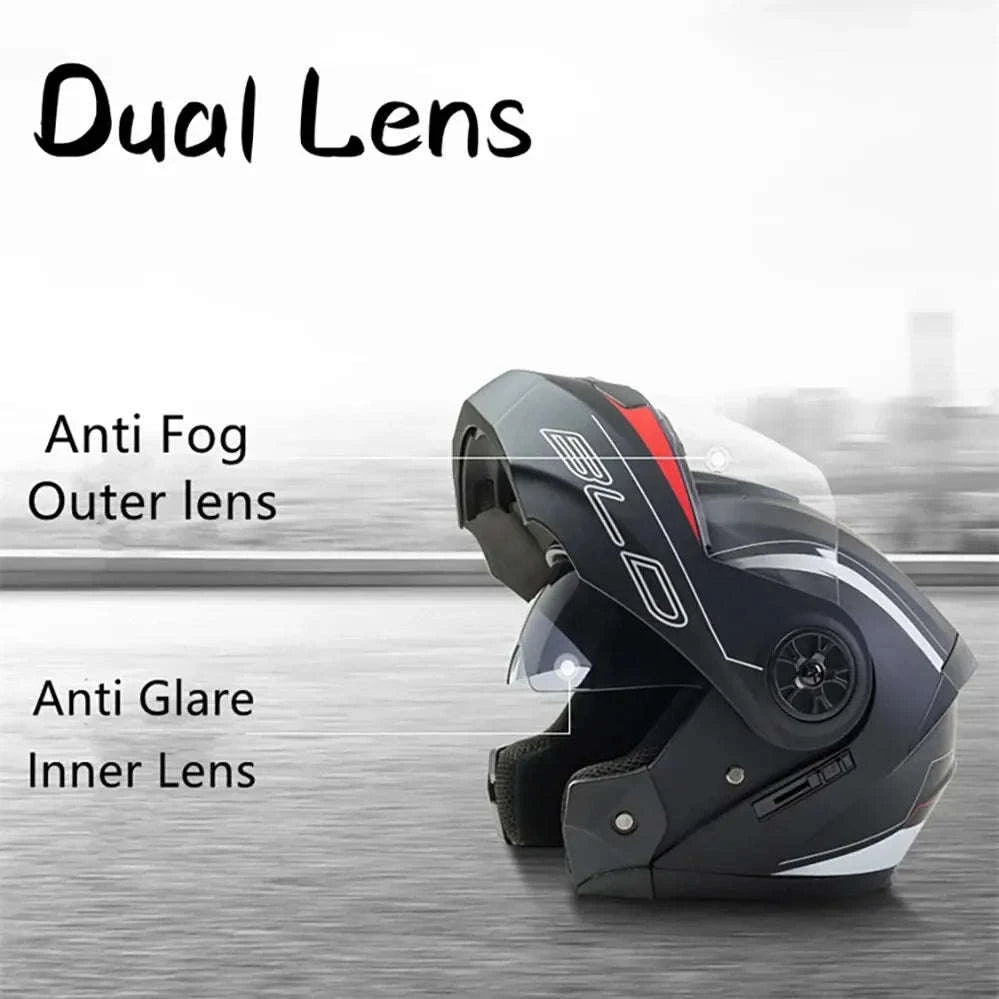 Dual Lens Flip-Up Full Face Motorcycle Helmet Modular ABS Design-gold black sun glass / L