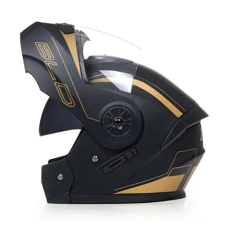 Dual Lens Flip-Up Full Face Motorcycle Helmet Modular ABS Design-