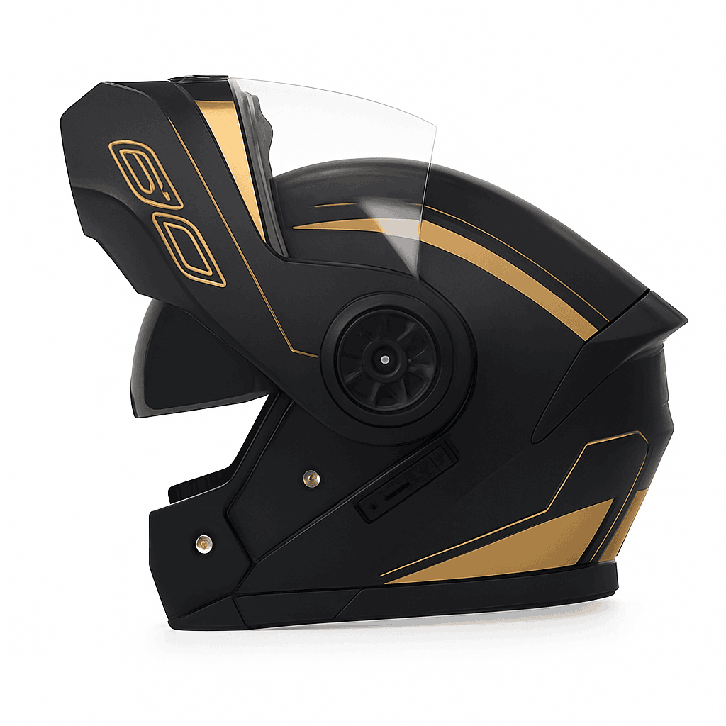 Dual Lens Motorcycle Helmet for Clear Vision and Protection-gold black sun glass / L