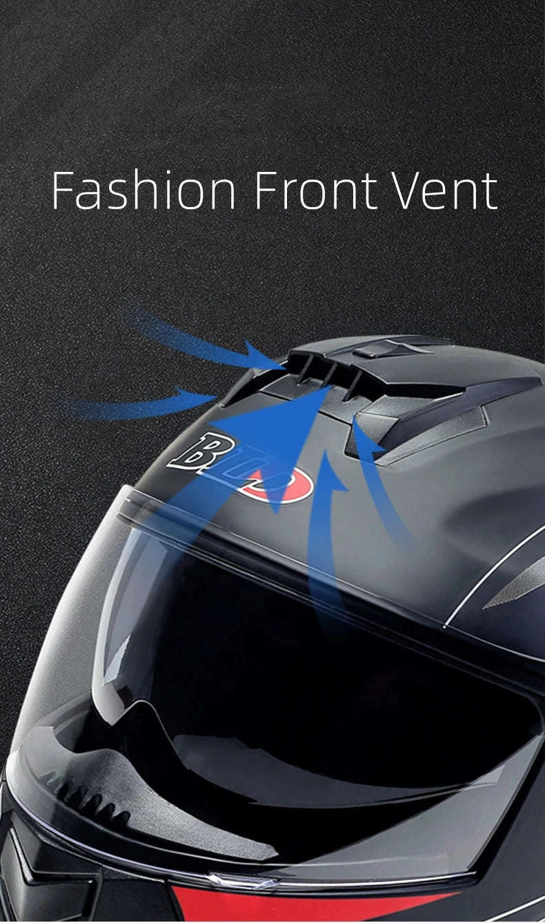 Dual Lens Motorcycle Helmet-matte black / M