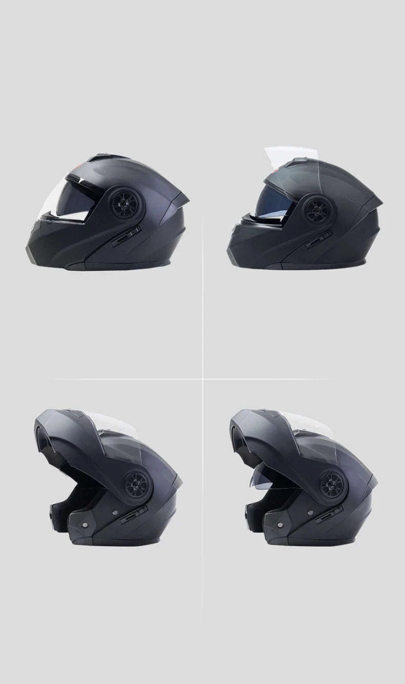 Dual Lens Motorcycle Helmet-matte black / M