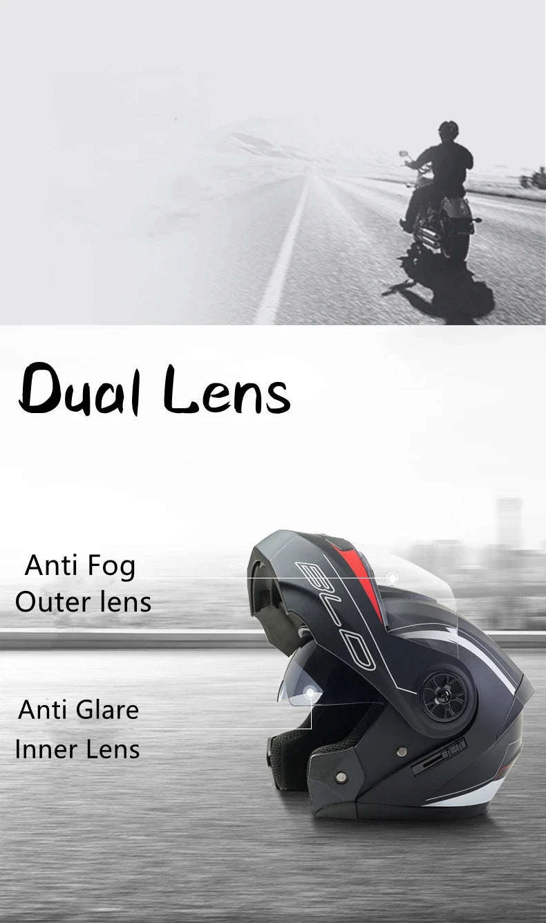 Dual Lens Motorcycle Helmet-matte black / M