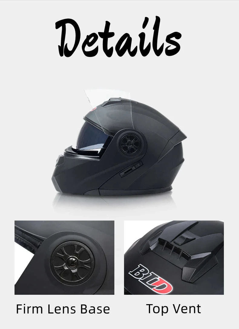 Dual Lens Motorcycle Helmet-matte black / M