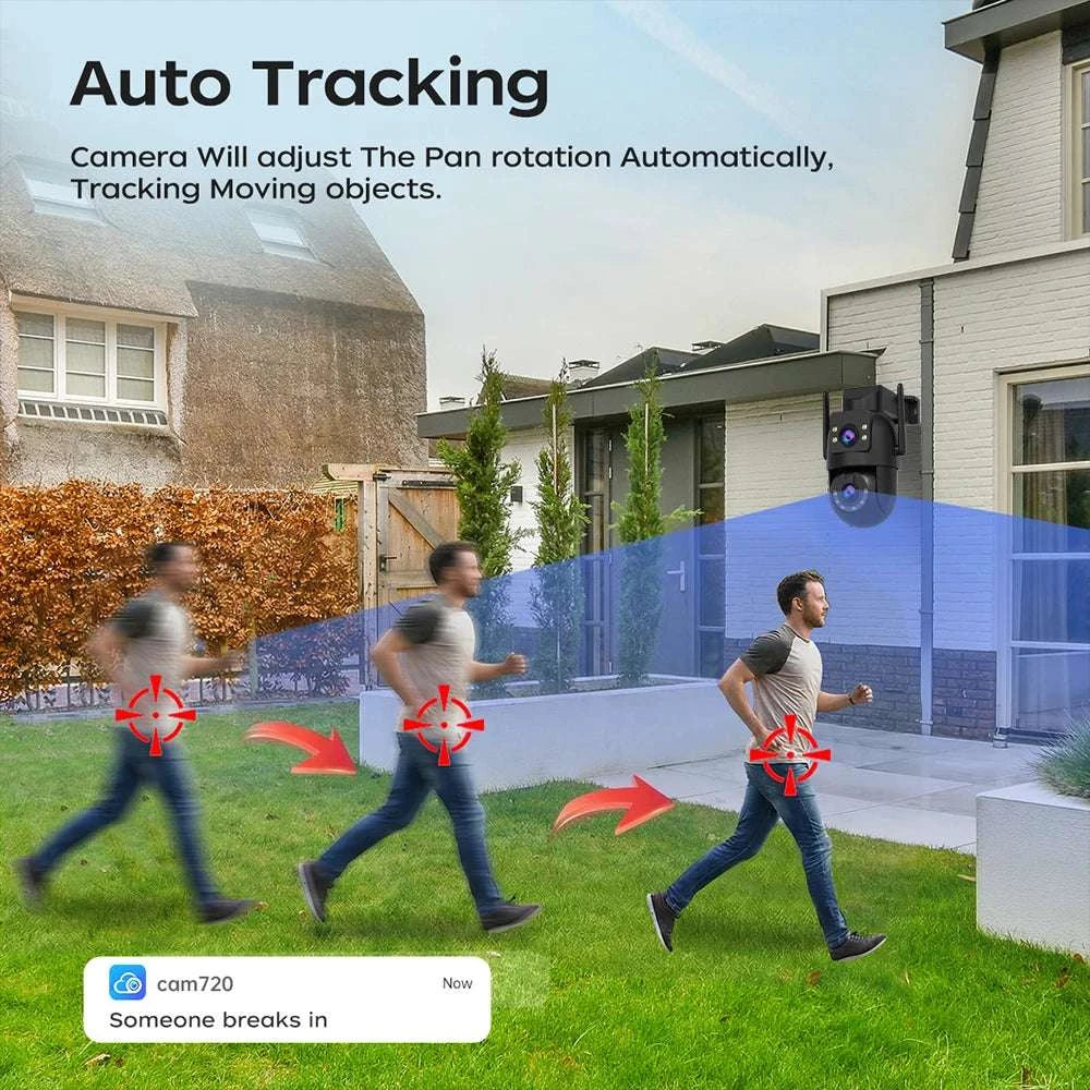 Dual Lens Outdoor Security Camera with Night Vision & 5G WiFi-1080P CAM / UK Plug / China Mainland