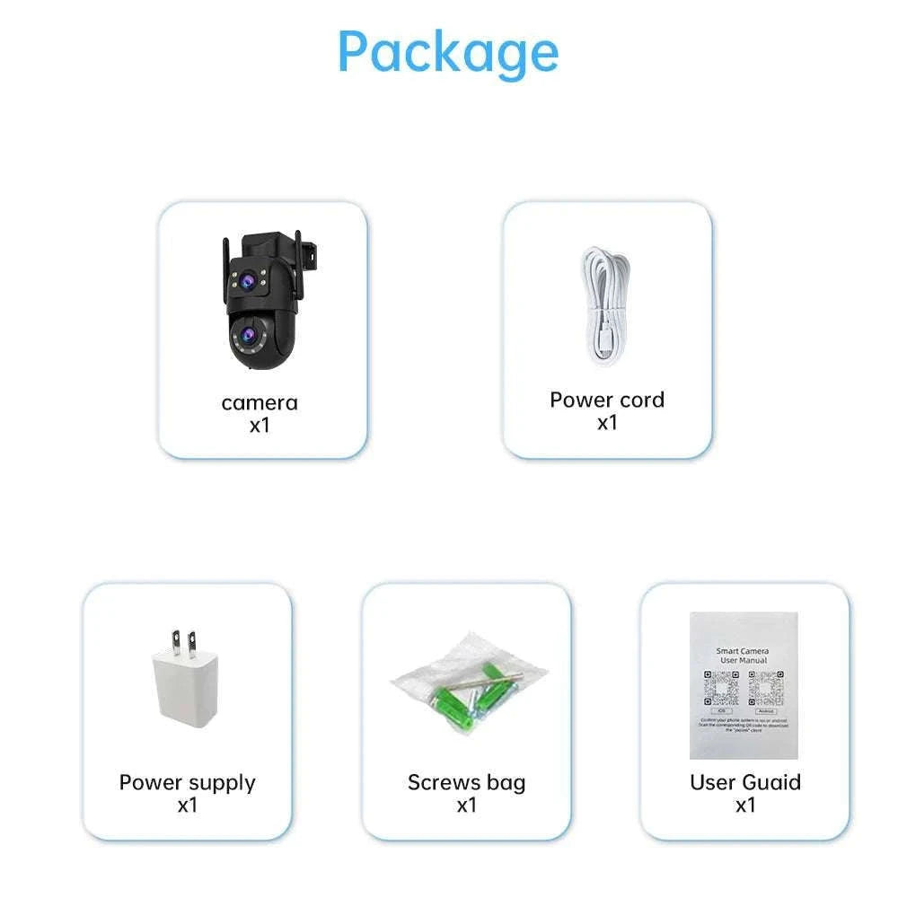 Dual Lens Outdoor Security Camera with Night Vision & 5G WiFi-1080P CAM / UK Plug / China Mainland