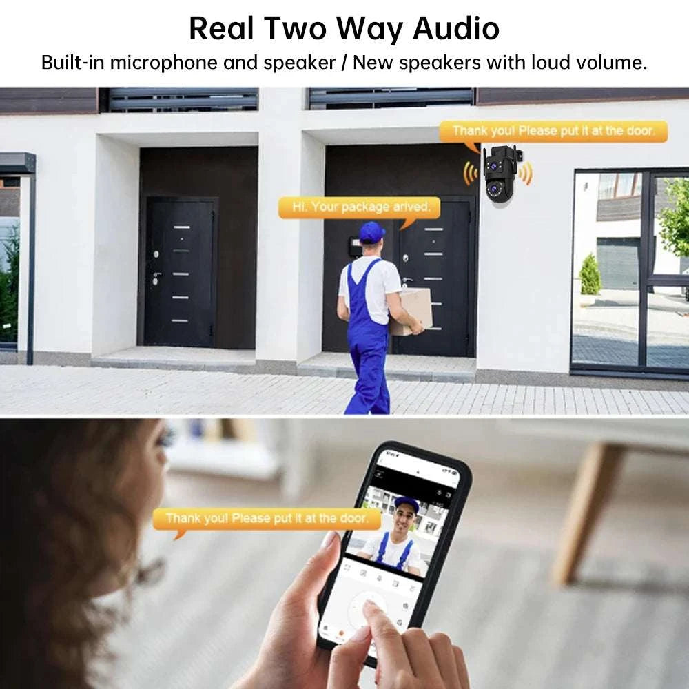 Dual Lens Outdoor Security Camera with Night Vision & 5G WiFi-1080P CAM / UK Plug / China Mainland
