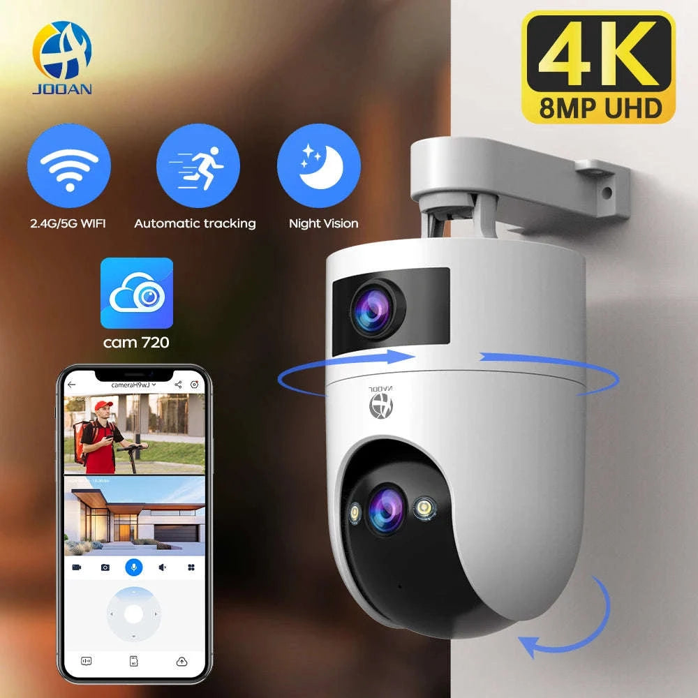 Dual Lens PTZ WiFi Security Camera with Auto Tracking & Audio-1080P / UK Plug / China Mainland