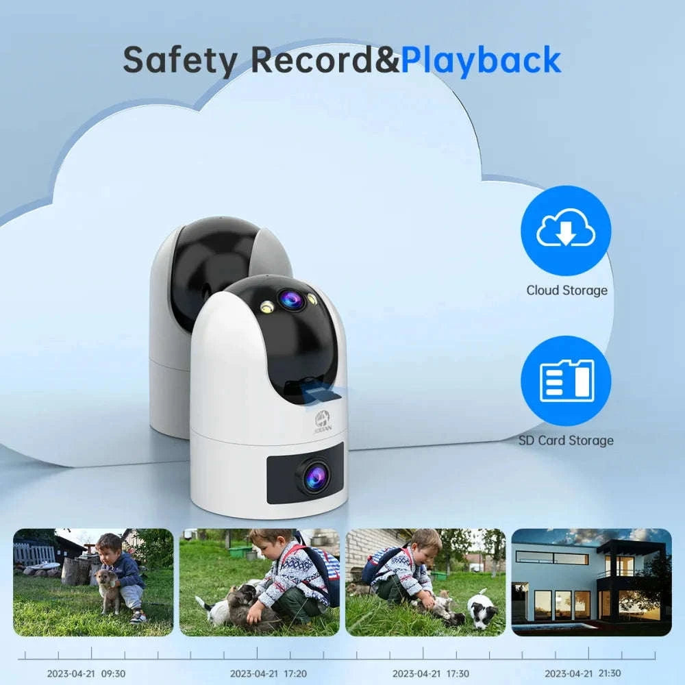 Dual Lens PTZ WiFi Security Camera with Auto Tracking & Audio-1080P / UK Plug / China Mainland