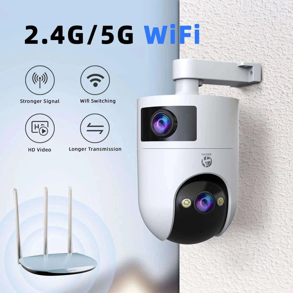 Dual Lens PTZ WiFi Security Camera with Auto Tracking & Audio-1080P / UK Plug / China Mainland